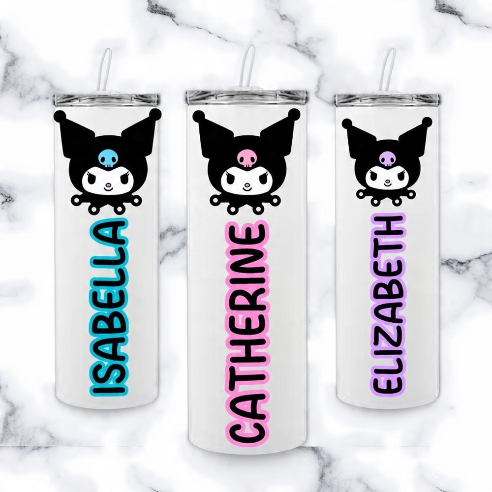 NWT Kuromi Custom Name Tumbler – Skinny Frosted/White – 20oz/18.5oz